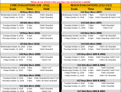 Indoor 2018-19 Evaluation Schedule
